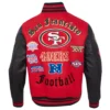San francisco 49ers old english wool leather varsity jacket redblack 4 1