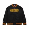 San francisco 49ers raglan full snap satin varsity jacket 2