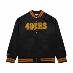 San Francisco 49ers Throwback Wordmark Black Satin Jacket