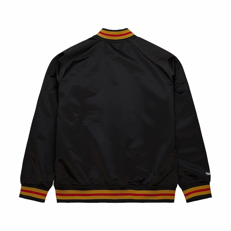 San francisco 49ers raglan full snap satin varsity jacket 3