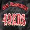 San francisco 49ers retro classic full snap satin varsity jacket black