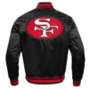 San francisco 49ers retro classic full snap satin varsity jacket black 4