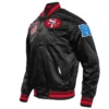 San francisco 49ers retro classic full snap satin varsity jacket black 6