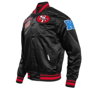 San francisco 49ers retro classic full snap satin varsity jacket black 6