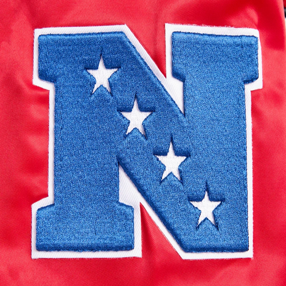 San francisco 49ers retro classic full snap satin varsity jacket red 1