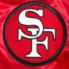 San francisco 49ers retro classic full snap satin varsity jacket red 3