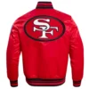 San francisco 49ers retro classic full snap satin varsity jacket red 4