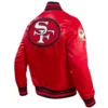 San francisco 49ers retro classic full snap satin varsity jacket red 5