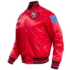 San francisco 49ers retro classic full snap satin varsity jacket red 6