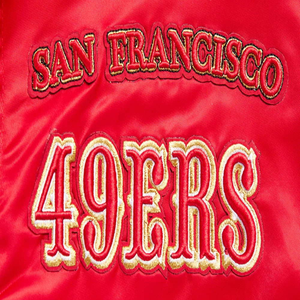 San francisco 49ers retro classic full snap satin varsity jacket red