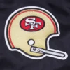 San francisco 49ers retro classic womens full snap satin varsity jacket black 1