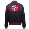San francisco 49ers retro classic womens full snap satin varsity jacket black 3