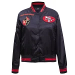 San Francisco 49ers Retro Classic Women's Black Satin Jacket