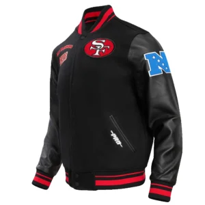 San francisco 49ers retro classic wool leather varsity jacket black 7