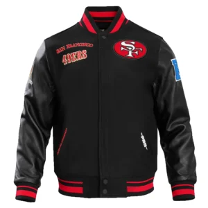 San francisco 49ers retro classic wool leather varsity jacket black 8