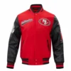 San francisco 49ers script tail rib wool leather varsity jacket redblack 2