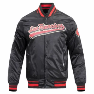 San francisco 49ers script tail satin jacket black 1