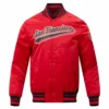 San francisco 49ers script tail satin varsity jacket red 1