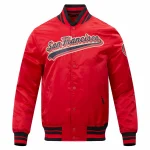 San Francisco 49ers Script Tail Red Satin Jacket