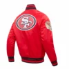 San francisco 49ers script tail satin varsity jacket red 3