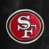 San francisco 49ers script tail womens satin varsity jacket black 5
