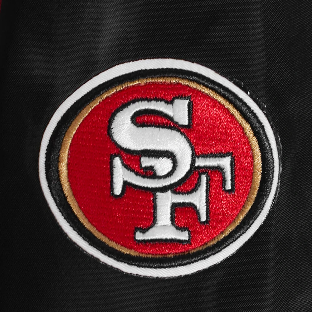 San francisco 49ers script tail womens satin varsity jacket black 5