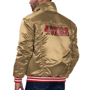 San francisco 49ers silver tab satin trucker varsity jacket golden 1
