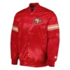 San francisco 49ers starter pick and roll full snap satin varsity jacket red 2