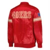 San francisco 49ers starter pick and roll full snap satin varsity jacket red 3