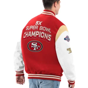 San francisco 49ers strike zone wool leather varsity jacket 1 1
