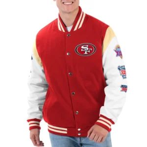 San francisco 49ers strike zone wool leather varsity jacket 1