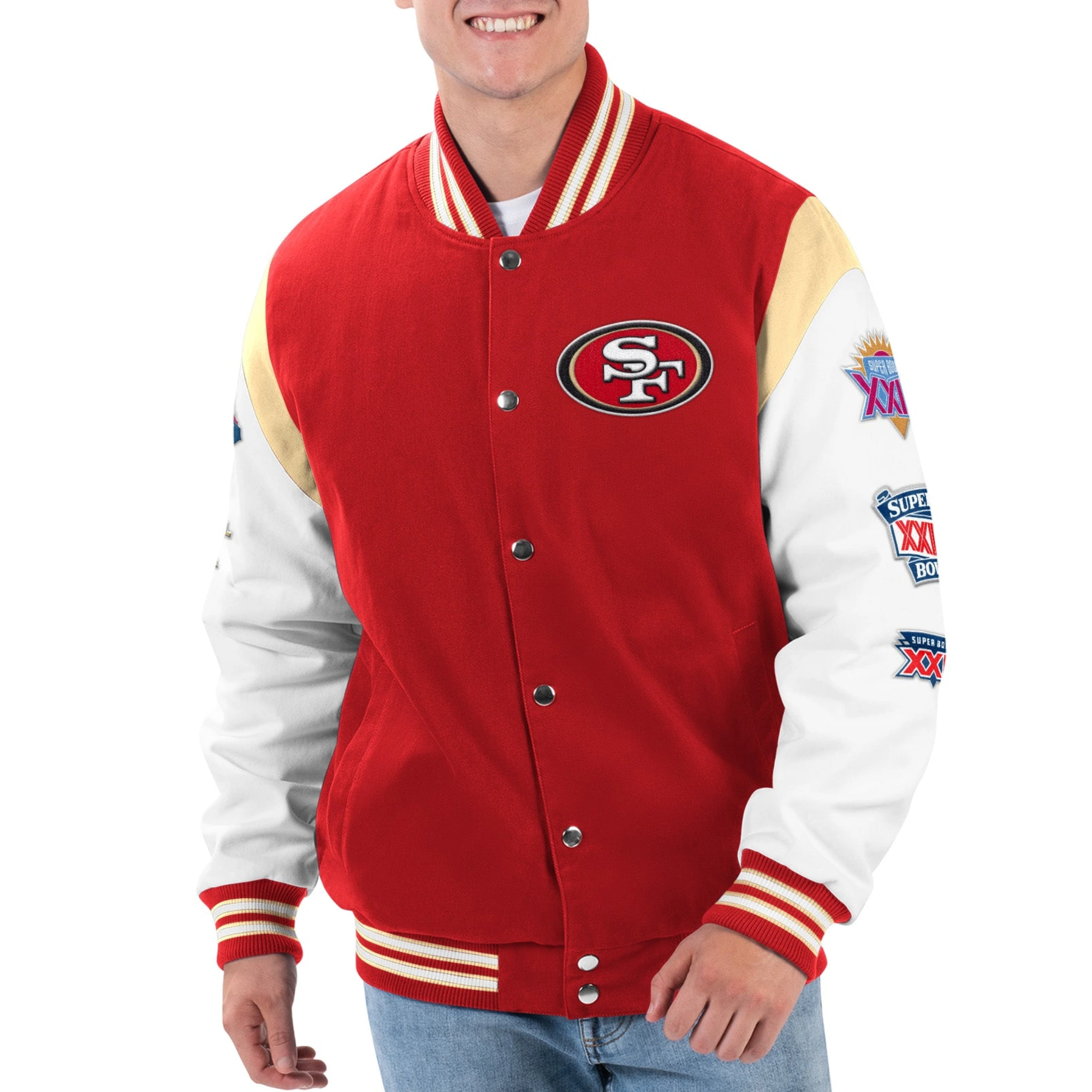 San francisco 49ers strike zone wool leather varsity jacket 1