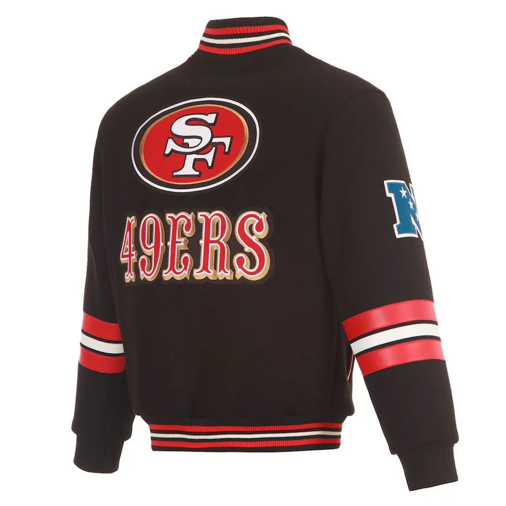 San francisco 49ers striped black varsity wool jacket