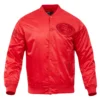 San francisco 49ers triple red full snap satin varsity jacket 1 1
