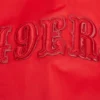San francisco 49ers triple red full snap satin varsity jacket 3 1