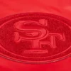 San francisco 49ers triple red full snap satin varsity jacket 4 1