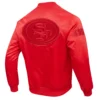 San francisco 49ers triple red full snap satin varsity jacket 5 1