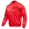 San francisco 49ers triple red full snap satin varsity jacket 7 1