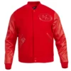 San francisco 49ers triple red wool leather varsity jacket 1 1