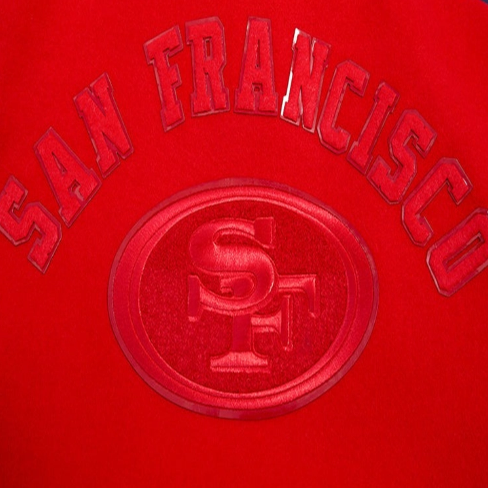San francisco 49ers triple red wool leather varsity jacket 2 1