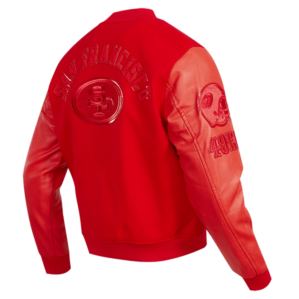 San francisco 49ers triple red wool leather varsity jacket 5 1