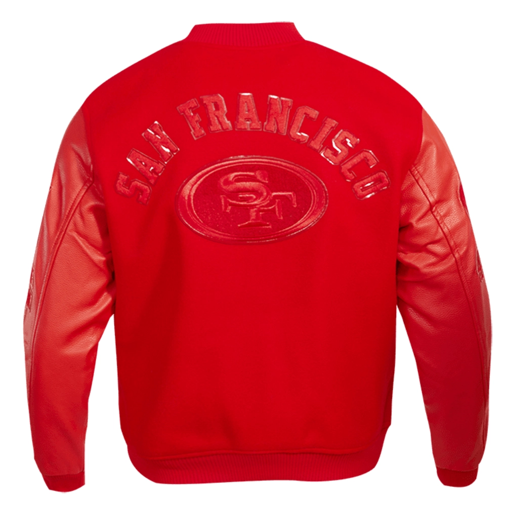 San francisco 49ers triple red wool leather varsity jacket 6 1