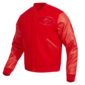 San francisco 49ers triple red wool leather varsity jacket 7 1