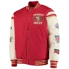 San francisco 49ers victory formation commemorative full snap varsity jacket red white 1 1