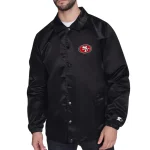 San Francisco 49ers Coaches Black Satin Jacket