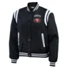 San francisco 49ers womens full snap bomber varsity jacket black 1 1