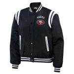 San Francisco 49ers Women's Full-Snap Black Satin Jacket