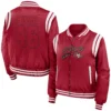 San francisco 49ers womens full zip bomber varsity jacket red 01 1