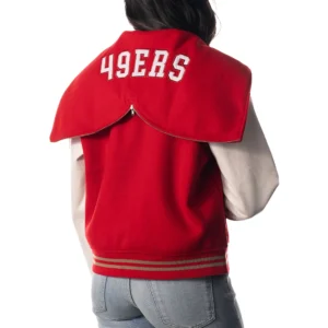 San francisco 49ers womens sailor full snap hooded varsity jacket 3 1