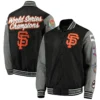 San francisco giants franchise black gray wool varsity jacket 4